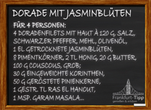 Dorade mit Jasminblüten und Piment gebraten, auf Pinien-Couscous und Veilchenessig-Glace