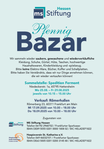 PfennigBazar der MS Stiftung Hessen in FFM