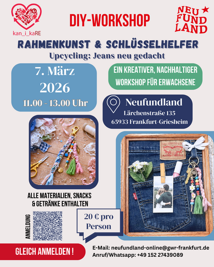 Rahmenkunst & Schlüsselhelfer – Jeans neu gedacht