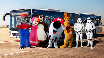 Little heroes, big fliers: on tour with your favorite mascot