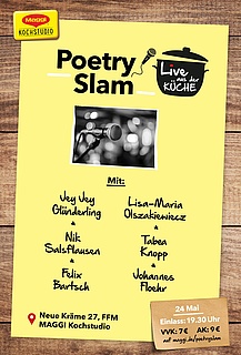 Live aus der Küche: Poetry Slam mit Jey Jey Glünderling & Co.