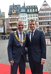 Bienvenue a Francfort - Oberbürgermeister Peter Feldmann empfängt Emmanuel Macron im Römer