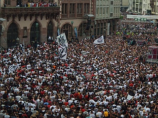 Eintracht Frankfurt celebrates DFB Cup on Römerberg