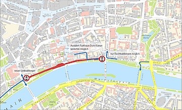 Probeweise Öffnung des nördlichen Mainufers für den Fuß- und Radverkehr beginnt