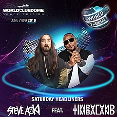 World premiere - Steve Aoki together with Timbaland on stage at WORLD CLUB DOME