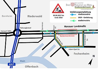 Neckermannbrücke: Verkehrsführung ändert sich