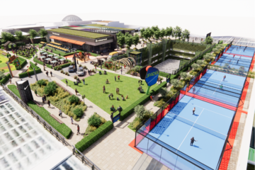 VIER NEUE PADEL-COURTS MIT SKYLINE-BLICK – JPadel Club eröffnet im Sommer 2026 im Skyline Plaza Frankfurt