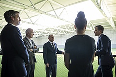 German Chancellor Olaf Scholz visits new DFB campus in Frankfurt