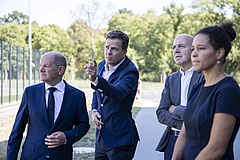 German Chancellor Olaf Scholz visits new DFB campus in Frankfurt